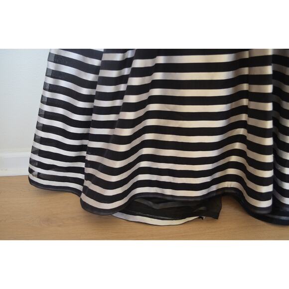 Vintage Carolina Herrera Striped Skirt Velvet Bodice Drop Waist Gown - Picture 6 of 8